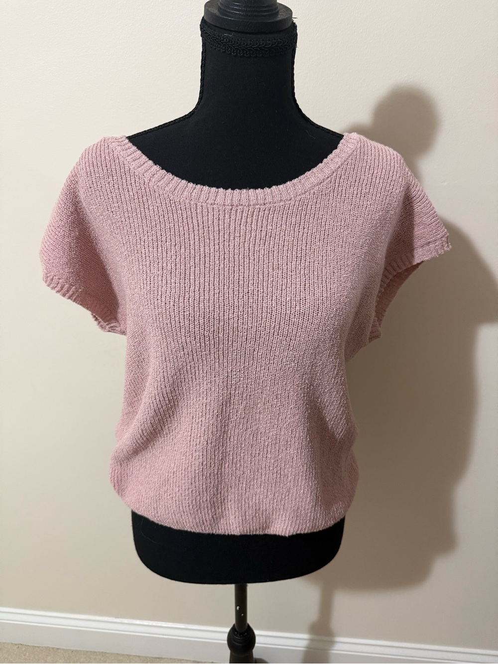 Blu Pepper Soft Pink Short Sleeve Scoop Neck Sweater